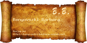 Benyovszki Barbara névjegykártya